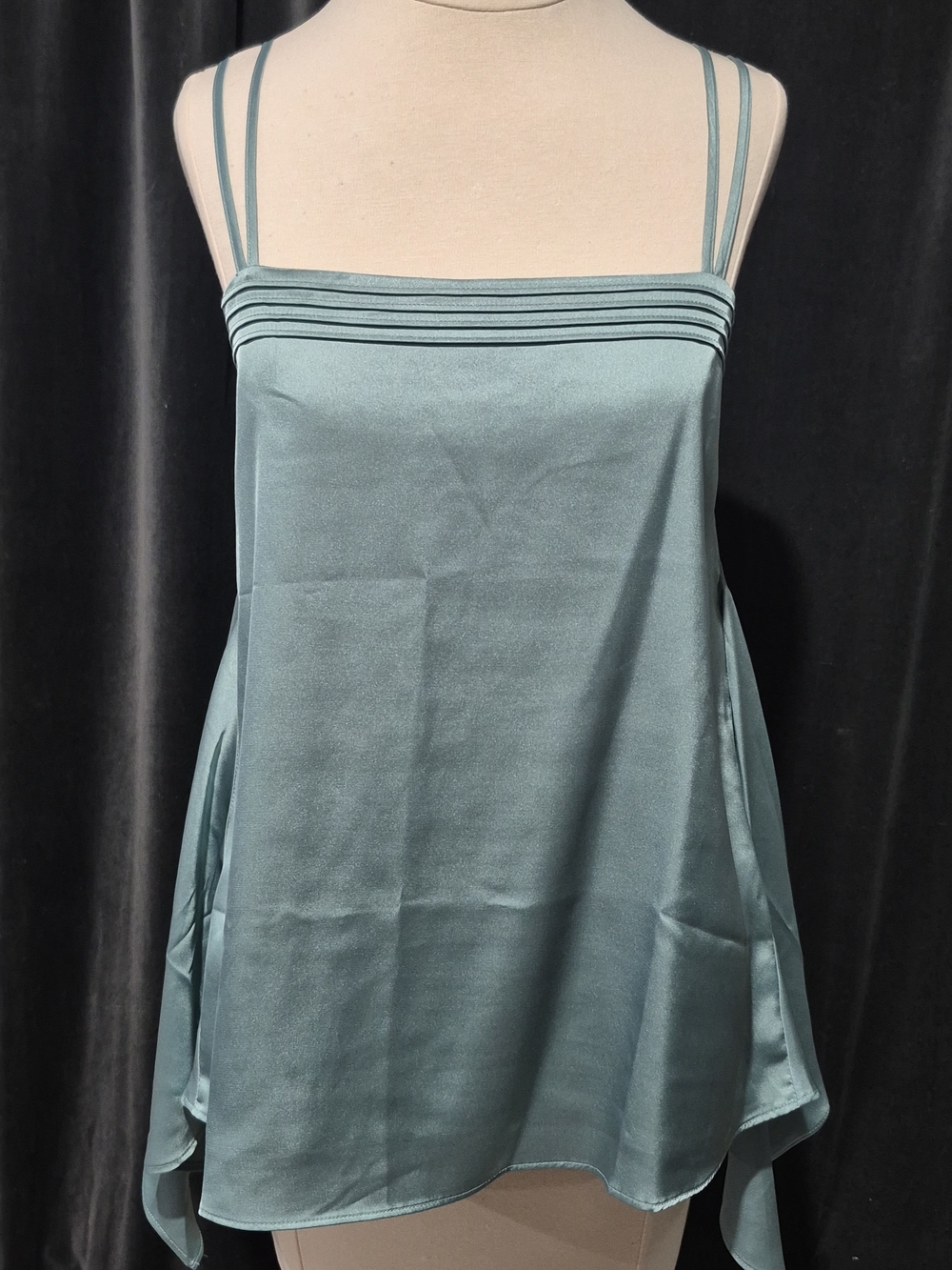 White House Black Market Teal Satin Spaghetti Strap Camisole